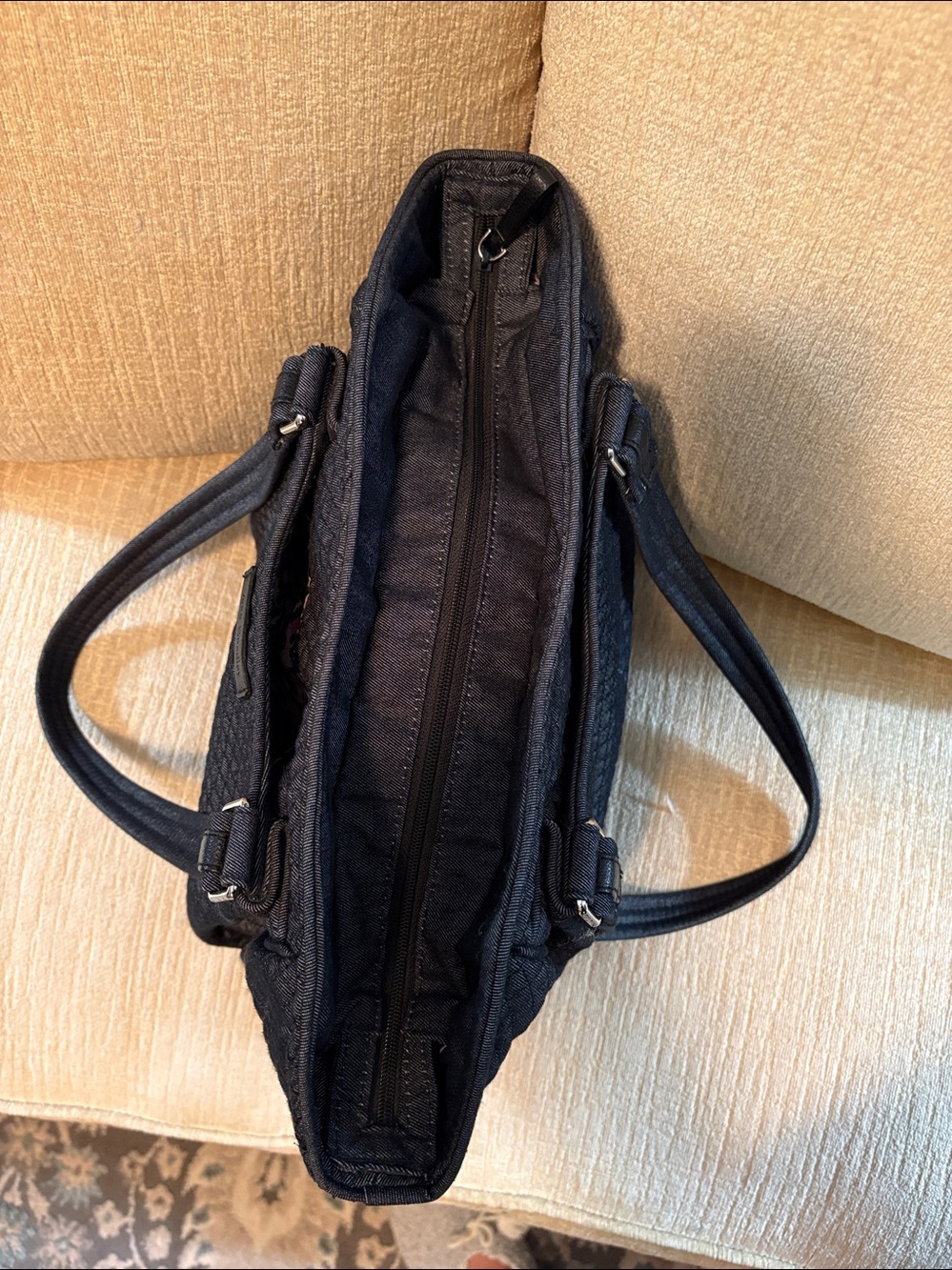 Vera Bradley Black Quilted Shoulder Tote - Picture 7 of 12